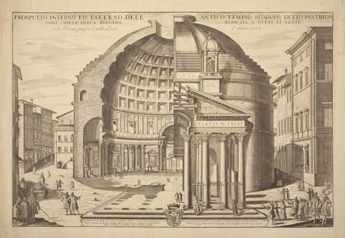 CARLO LOSI (publisher) Prospetto Interno ed Esterno dell' Antico Tempio Romano detto Pantheon